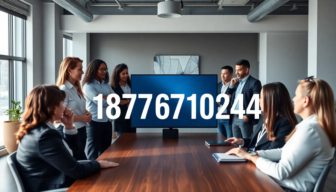 professionals discussing the significance of 18777671024 in a modern office.