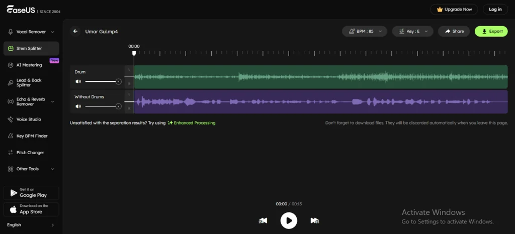 export audio
